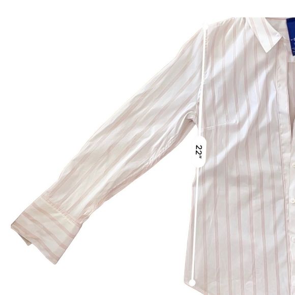 Kit And Ace White And Pink Striped Button Up Shirt Tailored Blouse Size 10 - Picture 7 of 14